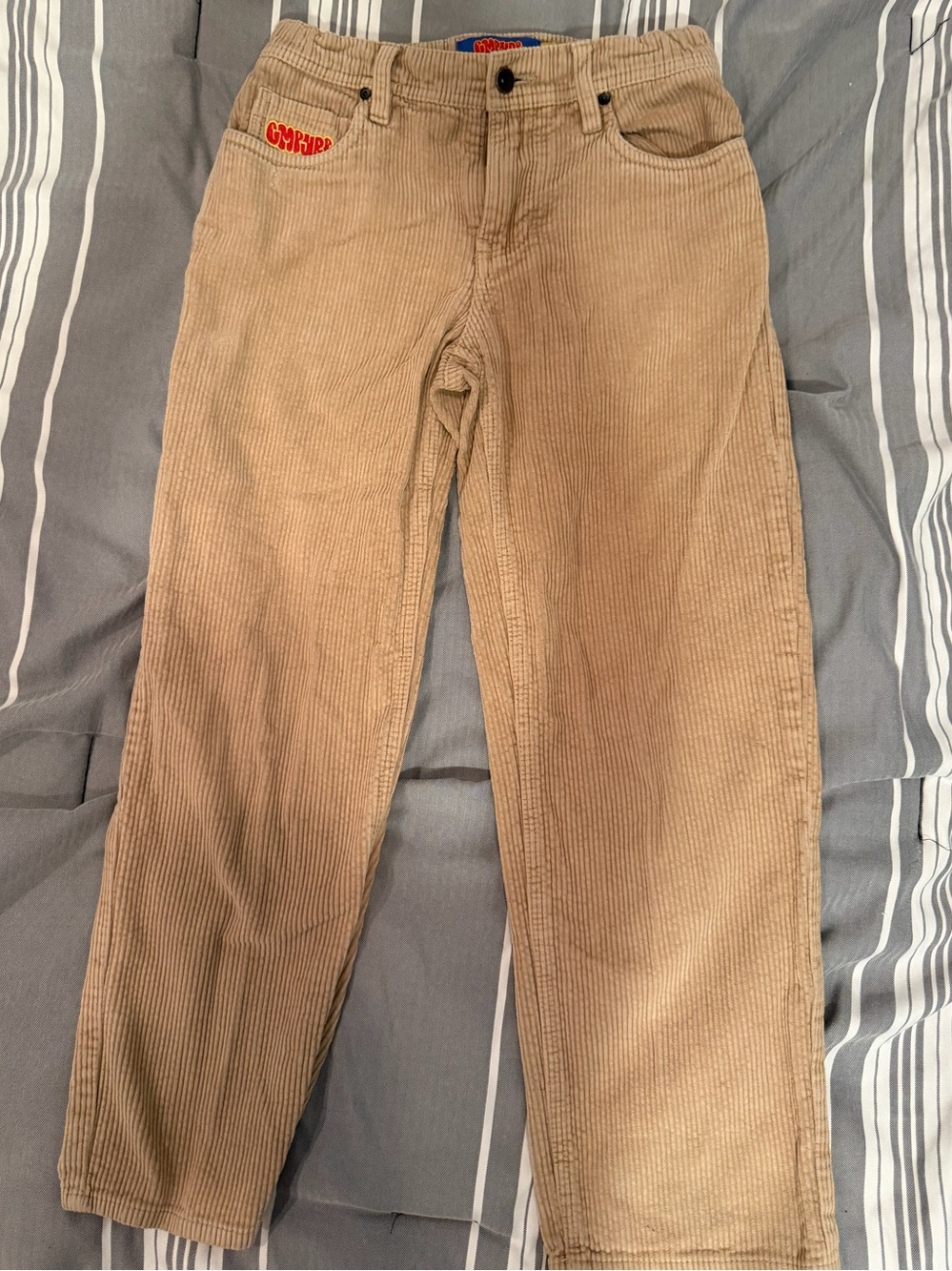 Empyre Kids Tan Corduroy Pants with Red Logo